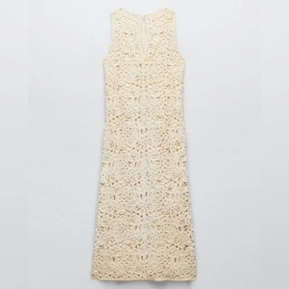 ZARA LIMITED EDITION OPEN WORK CROCHETED KNIT DRESS - Picture 5 of 5